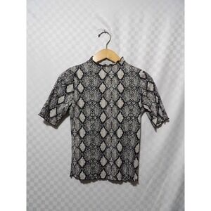 CAUTION TO THE WIND Snakeskin Mock Neck Blouse | XS-S